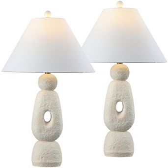 Henge 28" Organic Minimalist Textured Resin/Metal Stacked LED Table Lamp (Set of 2)