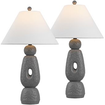 Henge 28" Organic Minimalist Textured Resin/Metal Stacked LED Table Lamp (Set of 2)