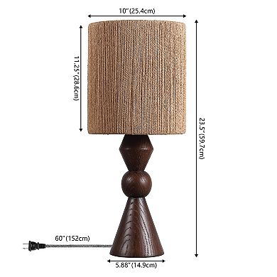 Orbic Taper 23.5" Rustic Cottage Resin/Metal LED Table Lamp with Paper Rope Shade
