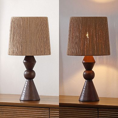 Orbic Taper 23.5" Rustic Cottage Resin/Metal LED Table Lamp with Paper Rope Shade