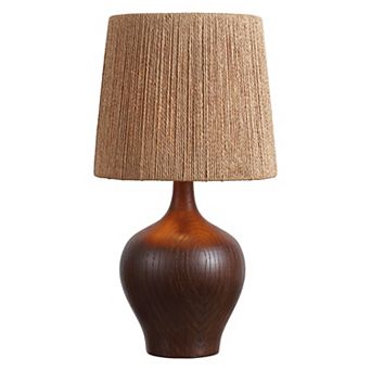 Eben 23" Rustic Farmhouse Resin/Metal Gourd LED Table Lamp with Paper Rope Shade