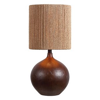 Abram 22.75" Rustic Bohemian Resin/Metal Round Table Lamp with Paper Rope Shade