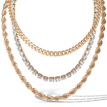 JS Jessica Simpson 3 pc Twisted Chain Link Necklace Set