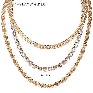 JS Jessica Simpson 3-Piece Twisted Chain Link Necklace Set