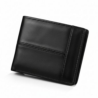 Leather Bifold Wallet with RFID Blocking and Multiple Card Slots