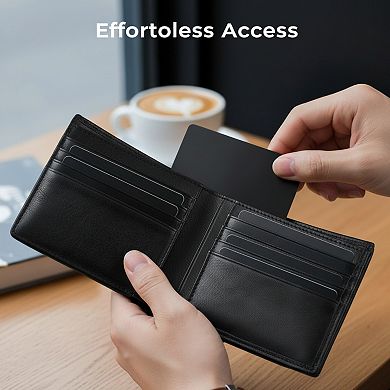 Leather Bifold Wallet with RFID Blocking and Multiple Card Slots