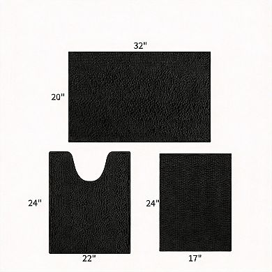 Luxury 3-Piece Chenille Bathroom Rug Set: Soft, Non-Slip, Ultra-Plush