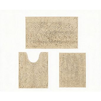 Luxury 3 pc Chenille Bathroom Rug Set: Soft, Non-Slip, Ultra-Plush