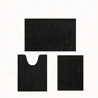 Luxury 3 pc Chenille Bathroom Rug Set: Soft, Non-Slip, Ultra-Plush