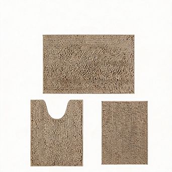Luxury 3 pc Chenille Bathroom Rug Set: Soft, Non-Slip, Ultra-Plush