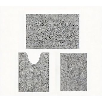 Luxury 3 pc Chenille Bathroom Rug Set: Soft, Non-Slip, Ultra-Plush