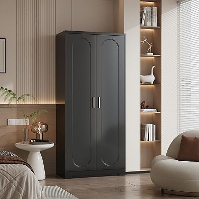 Metal Wardrobe 71" Tall, Cloth-Friendly, Ample Storage, Magnetic Doors, Sturdy