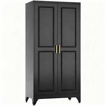 Metal Wardrobe Cabinet 71" Tall, Powder Coated, Sturdy, Easy Assembly