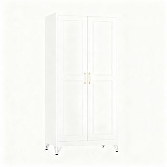 Metal Wardrobe Cabinet 71" Tall, Powder Coated, Sturdy, Easy Assembly