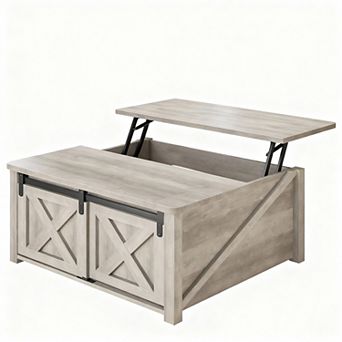 Lift Top Coffee Table with Storage, Farmhouse Style, Adjustable Shelves