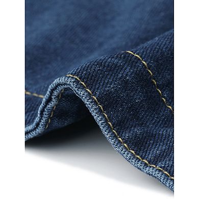 Women's Plus Size Denim Trucker Jacket Long Sleeve Turn Down Collar Jean Jacket with Utility Pockets