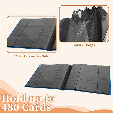 Card Binder 12 Pockets 20 Pages 480 Card Capacity Card Album 1Pc
