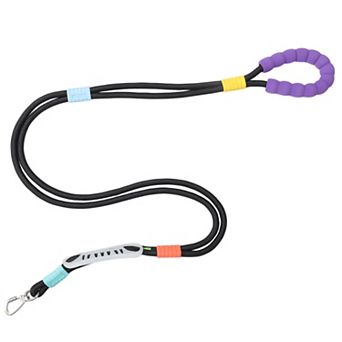 Double Handle Dog Training Leash 5ft with Comfortable Padded Crossbody Waist Design Black 1 pc