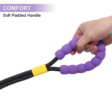 Double Handle Dog Training Leash 5ft with Comfortable Padded Crossbody Waist Design Black 1Pc