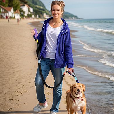 Double Handle Dog Training Leash 5ft with Comfortable Padded Crossbody Waist Design Black 1Pc