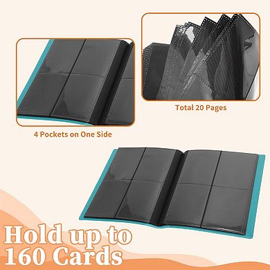 Card Binder 4 Pockets 20 Pages 160 Card Capacity Card Album 1Pc