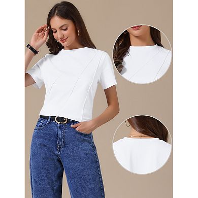Casual Tshirt for Women Short Sleeve Crew Neck Lightweight Stretchy Summer Blouse Top