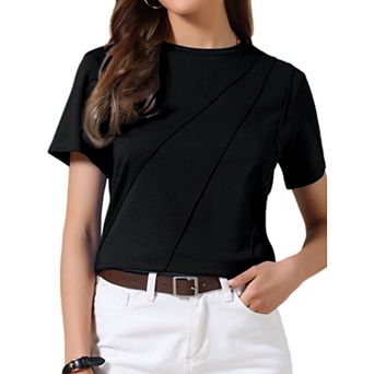 Casual Tshirt for Women Short Sleeve Crew Neck Lightweight Stretchy Summer Blouse Top