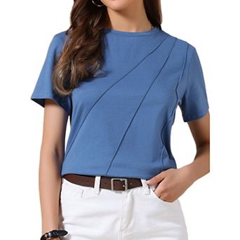 Casual Tshirt for Women Short Sleeve Crew Neck Lightweight Stretchy Summer Blouse Top