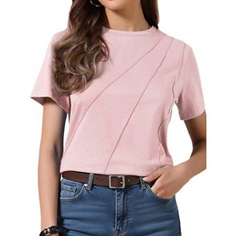 Casual Tshirt for Women Short Sleeve Crew Neck Lightweight Stretchy Summer Blouse Top