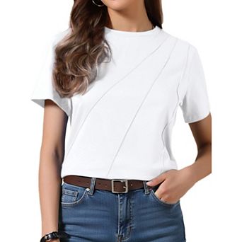 Casual Tshirt for Women Short Sleeve Crew Neck Lightweight Stretchy Summer Blouse Top