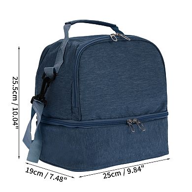 Two Separate Compartments Lunch Box with Adjustable Shoulder Strap 1PC