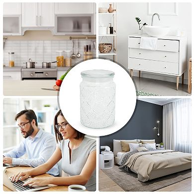 Round Flower Pattern Decorative Glass Jar with Lid 23.67oz 1 Pc