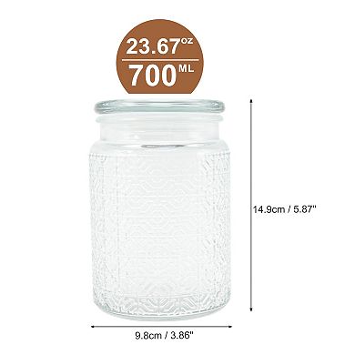 Round Window Paper Pattern Decorative Glass Jar with Lid Clear 1 Pc