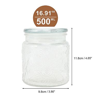 Round Flower Pattern Decorative Glass Jar with Lid 1 Pc