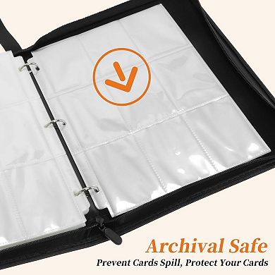 Card Binder 9 Pockets 60 Pages 1080 Card Capacity for Sport Cards Game Card Black 1Pc