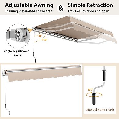 Manual Retractable Awning 10 x 8 Ft Patio Sun Shade Shelter