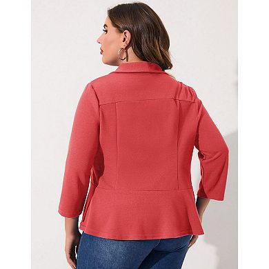 Women Plus Size Casual Blazer Open Front Long Sleeve Work Office Cardigan Jackets