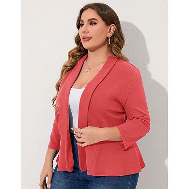Women Plus Size Casual Blazer Open Front Long Sleeve Work Office Cardigan Jackets