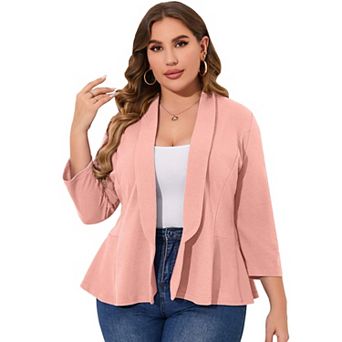 Women Plus Size Casual Blazer Open Front Long Sleeve Work Office Cardigan Jackets