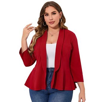 Women Plus Size Casual Blazer Open Front Long Sleeve Work Office Cardigan Jackets