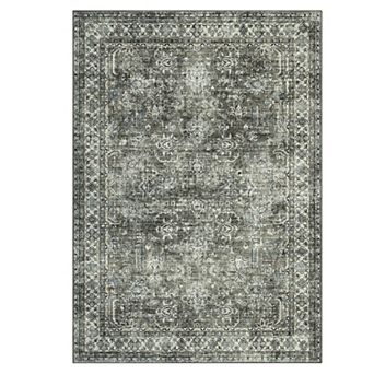 Fashionwu Traditional Living Room Printed Thin Non Slip Indoor Area Rug for Dinning Room Entrance