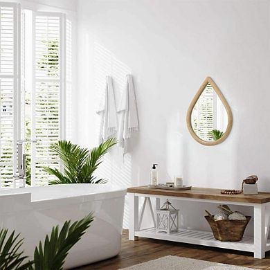 Rustic Teardrop Walnut Wood Wall Mirror