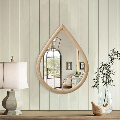 Rustic Teardrop Walnut Wood Wall Mirror