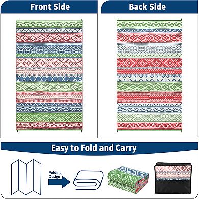 Fashionwu Outdoor Reversible Waterproof Plastic Straw Easy to Clean UV Resistant Folded Area Rug