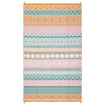 Fashionwu Outdoor Reversible Waterproof Plastic Straw Easy to Clean UV Resistant Folded Area Rug