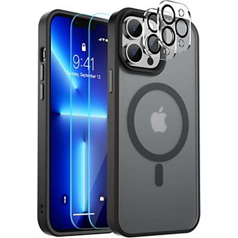 Entronix Bundle for iPhone - Magnetic Frosted Matte Case, 2 Screen Protectors & 2 Camera Protectors