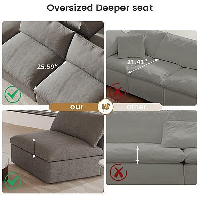 Modern V Shaped 5 Seater, 160.6" Down Filled Convertible Sectional Sofa for Living Room