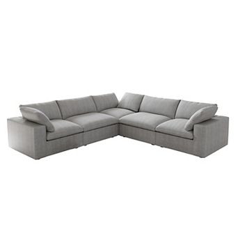 Modern V Shaped 5 Seater, 160.6" Down Filled Convertible Sectional Sofa for Living Room