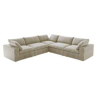 Modern V Shaped 5 Seater, 160.6" Down Filled Convertible Sectional Sofa for Living Room