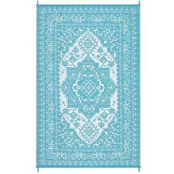 Fashionwu Outdoor Waterproof Non Slip Stain Resistant Area Rugs for Patio Camping Beach Deck Picnic